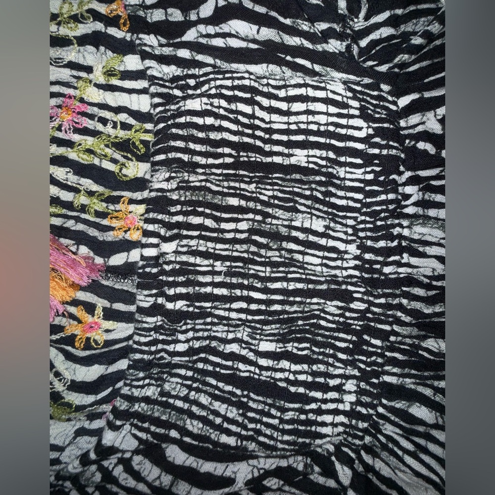 Raga Maxi Dress Medium Black Ivory Tiered Boho Halter Embroidered  100% Viscose - Picture 9 of 12